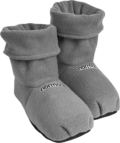 normani® Körnerpantoffeln - Hausschuhe für die Mikrowelle - Hausstiefel mit Leinsamenfüllung - extra hoher Schaft Grau L=41/45