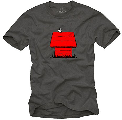 MAKAYA Maglietta Dog - T-Shirt con Stampa Cane Swag Hipster Uomo Grigio L
