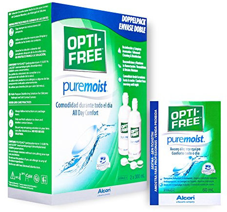 OPTI-FREE Ever Moist (Pure Moist) Contact Lens Solution (3 Months Supply PLUS FREE 60ml) 2x 300ml + 60ml by Alcon