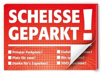 iSecur 6x Notizblöcke Scheiße geparkt DIN A7 50 Blatt - dv651 | Frecher Denkzettel für Falschparker mit Ankreuzfeldern, 6 Blöcke à 50 Blatt, handlich, humorvoll und direkt