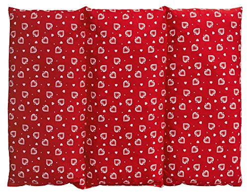 Coussin aux graines de lin - Taille 40x30-3 compartiments - Rouge avec des coeurs - Coussin thermique - Coussin aux graines - Compresse froide -