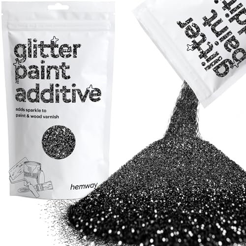 Hemway Glitter Paint Additive - Black | Metallic Flakes for Adding Sparkle to Paints & Wood Varnish | Add to Emulsion, Acrylic & Latex for Indoor Sparkly Walls | 100 g