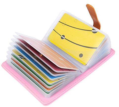 AltomStar 10 Farben Kreditkartenetui Damen Herren Leder – 26 Fächer, Rosa, UNE Taille Pour Tous, Klassisch