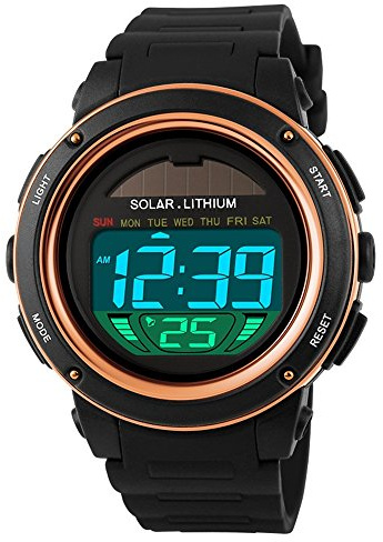 TONSHEN Unisex Solar Digital Uhren Mode LED Outdoor 50M Wasserdicht Sportuhr Plastik Militär Uhren Herrenuhr Damenuhr Kalender Alarm Armbanduhr