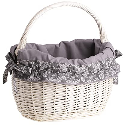 e-wicker24 Alles aus Weide Einkaufskorb aus Weide, retro Bügelkorb, Vintage Stil, Weidenkorb, oval