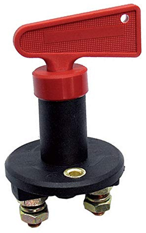 Interruttore ON/OFF per batteria 12V con chiave estraibile contatti in rame dadi acciaio zincato