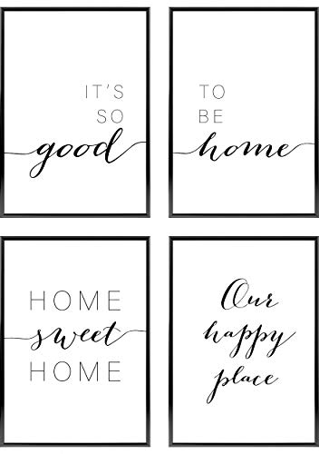 Heimlich® Tableau Décoration Murale - SANS Cadres -Set de Poster Premium pour la Maison, Bureau, Salon, Chambre, Cuisine | 4 pièces (home, DIN A4 - [21x30cm])
