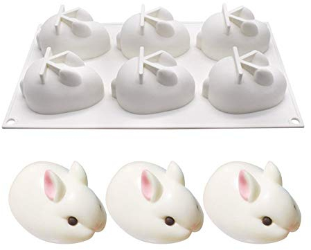 JasCherry Silikon Kuchenform, Bonbon & Schokoladenformen Mousse-Kuchenform, Motivbackformen, 6 Hohlraum Hase Geformt, für Mousses Eiscreme Chiffon Kuchenform Backen Cupcake Form