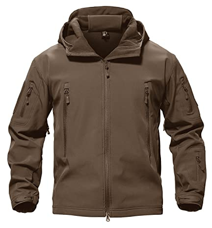TACVASEN Winter Jackets for Men's Snowboard Winter Fleece Special Ops Military Tactical Soft Shell Jacket Rain Waterproof Camping Coat Coffe M