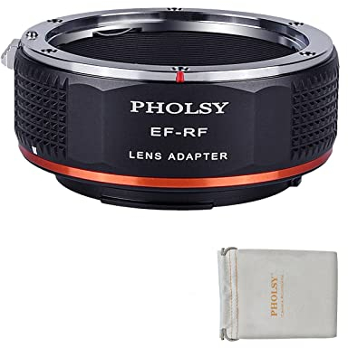 PHOLSY Lens Mount Adapter Manual Focus Compatible with Canon EF Lens to Canon EOS RF-Mount Camera Body for EOS R8, R50, R6 Mark II, R7, R10, R3, R5, EOS R5C, R6, EOS R, EOS RP, R100, EF to RF