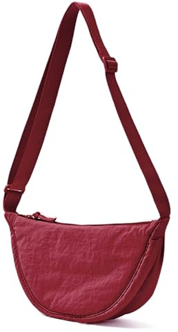 ANYWN Borsa a tracolla da donna a mezza luna, borsa a spalla, dallo stile casual, in tinta unita, con tracolla regolabile