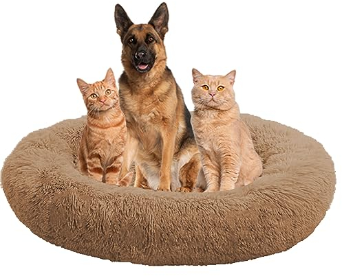 Donut Katzenbett Hundebett, Anti Stress Hundekissen Hundekorb Katzenkissen, Haustier Sofa klein Hunde Schlafbett, Waschbar Katzenkörbchen Haustierbett für Mittelgroße & Große Hunde(130cm/51inch)