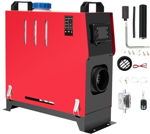 JSTUOKE 12V 8000W Diesel Parking Heater,8KW Diesel Air Heater Diesel Heater Remote Control Remote Control with LCD Switch for Car Bus Trucks Motor-Home and Boats(Red)
