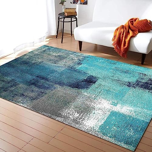 Anti-Rutsch-Teppich, 3D Druck Abstrakte Kunst In Türkis Und Grau Tischsets Schlafzimmerteppich Waschbare Fußmatten Haushaltsbereich Matte Haustierteppich 180 X 280 cm -0W3J-Q9F