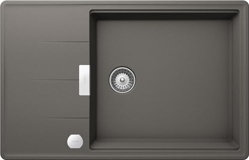 SCHOCK | Fregadero de cocina Tia, 1 bañera grande con escurridor, bañera reversible y desagüe de serie, Material®Cristadur, Silverstone, 780 x 500 mm
