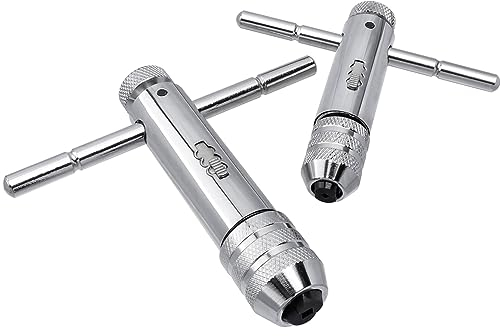 Mesee 2Pz Giramaschi a Cicchetto Chiave per Maschio Filettatura Manuale Supporto Rubinetto Chiave Cricchetto con Impugnatura T Regolabile M3-M8/M5-M12 Chiavi a Cricchetto Reversibile