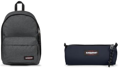 EASTPAK OUT OF OFFICE Sac à Dos, 27 L - Black Denim (Gris) & BENCHMARK SINGLE Trousse, 27 L - Ultra Marine (Bleu)