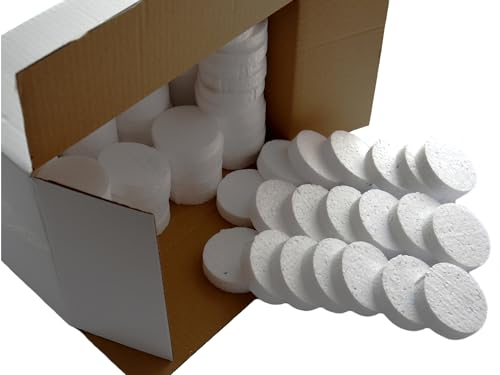 100 Stück EPS Styropor Abdeckkappen Rondelle Ø 67 mm Dicke 16 mm Styropor-Scheibe Für Dämmstoffdübel Tellerdübel Fassadendämmung Wärmedämmung Fassade Zubehör Für Dämmung im WDVS (Weiß, 100 Stück)