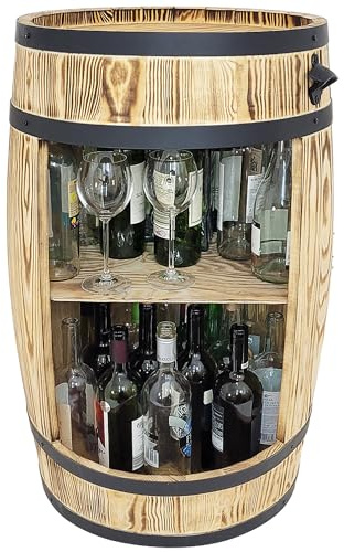 weeco Barschrank - Weinfass Stehtisch holzfass - Alkoholschrank Flaschenregal Holz - Hausbar Fass - Fassmöbel - Wineregal - Wine Rack - Bierfass Minibar 80x50cm
