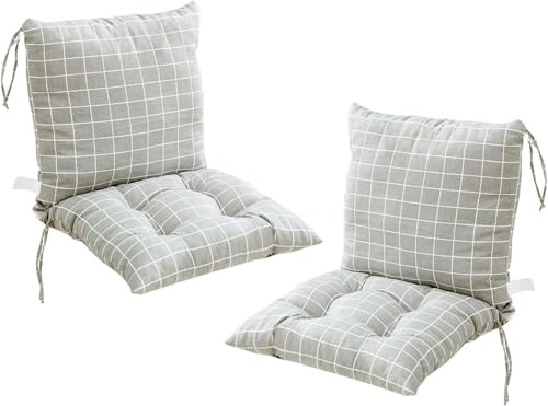 Eivdru 40X80cm 2 Stück Stuhlkissen mit Rückenteil Sitz, Niedriglehner Auflage Polsterauflage Gartenstuhl, Rückenkissen mit Bänder, Polsterauflage Auflage für Stühle/Bänke in Haus und Garten Sitzkisse