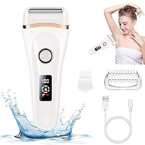 Afeitadora eléctrica inalámbrica para mujer, recargable, sin dolor, para mujer, uso en húmedo y seco, removedor de vello corporal para cara, labios, brazos, piernas, axilas, con pantalla LED