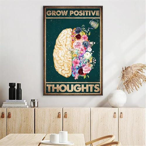 Baibexing Póster De Arte De Pared Motivacional, Impresión Abstracta Vintage De Psicología, Pensamientos Positivos, Pintura Colorida En Lienzo, Decoración Del Hogar A1 60X90Cm Sin Marco