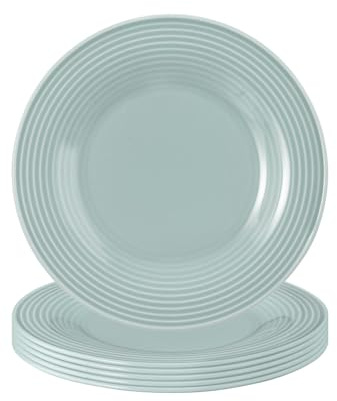Seltmann Weiden Beat Color Glaze Brotteller 6er Set, ø 17 cm, Kleiner Beilagenteller mit Rillenrelief, Porzellan, Arktisblau
