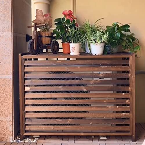 Support de plantes en bois pour climatiseur - Clôture d'intimité extérieure pour balcon - Support de rangement à persiennes - Housses de climatisation pour décoration et protection de la maison