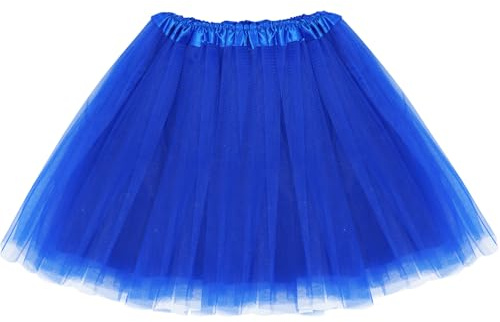 Damen Tutu Rock Minirock Stretch Mini Skater Tutu Rock erwachsenen Ballettrock Tüllrock für Party Kostüme Tanz, dunkel-blau, Einheitsgr��e