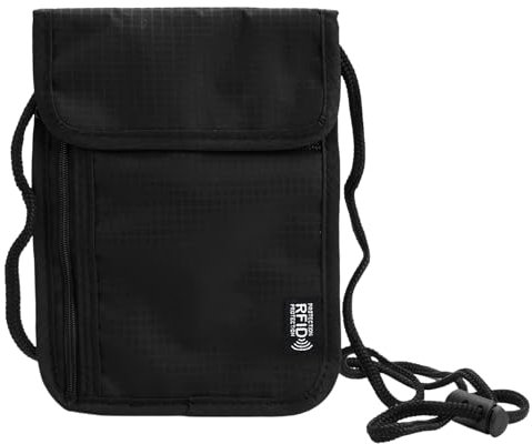Brustbeutel Brusttasche ｍit RFID-Schutz, Brustbeutel Klein, Anti-Diebstahl Unisex Reisegeldbeutel, Brustbeutel Unisex, Brustbeutel Reise für Passport, Kreditkarten, Münzen Und Reise Zubehör (Schwarz)