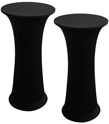Stretch Stehtischhussen Stehtischhusse Rund (Schwarz, 2er Set Ø 60-65cm) | Stehtisch Husse Für Rund Hochzeitsfeier Bankett Geburtstag Party