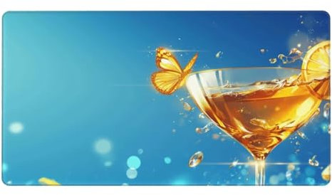 Gaming Mauspad XXL 800x300x3mm Mousepad Verlängertes Groß Mauspad Schreibtischauflage,Genähte Kanten rutschfeste Gummibasis,Verbessert Präzision Geschwindigkeit Office Weinglas Schmetterling L-2875
