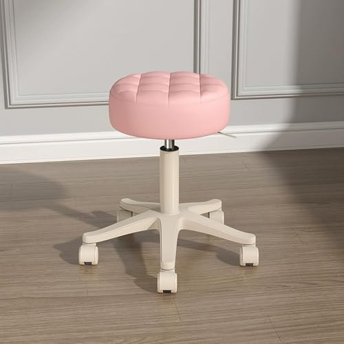 Drehhocker mit Rollen Ergonomisch Höhenverstellbarer 40-52cm Hocker mit Rollen für Werkstatt Stehhocker Arbeitshocker für Werkstatt Schönheitssalons Studios(Natural)