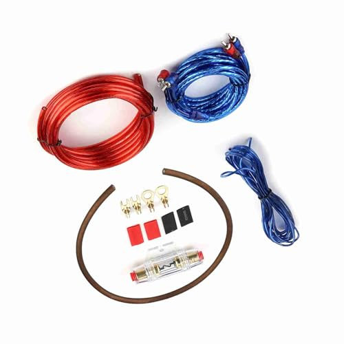 Akozon Premium Car Audio Subwoofer Amplificateur Enceinte de Haut-parleur Kit de Câble Filaire avec 60A et Ligne Audio