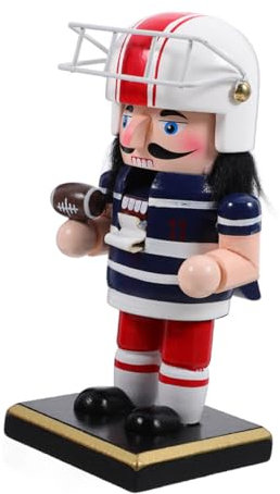 Cabilock Football Ornaments Wooden Nutcracker Soldier Decor Unique for Holiday Party Tabletop Fireplace Sports Enthusiasts Figures