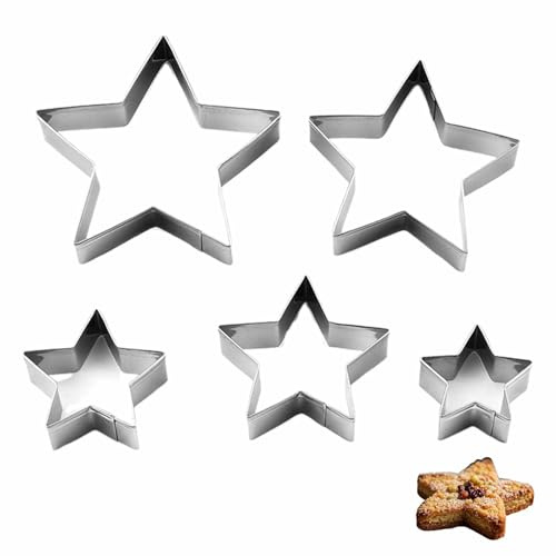 Juego de cortadores de galletas con forma de estrella, 5 piezas para hornear, fiesta de cumpleaños infantil de San Valentín
