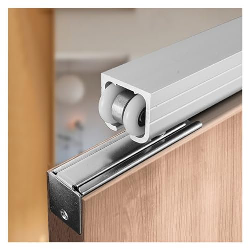 Kit hardware per porta scorrevole, da 9,5 a 4,5 m, binario con 8 ganci per ruote e paraurti, sistema di bypassing per ante dell'armadio, per armadi e balconi (bianco, 914 mm)