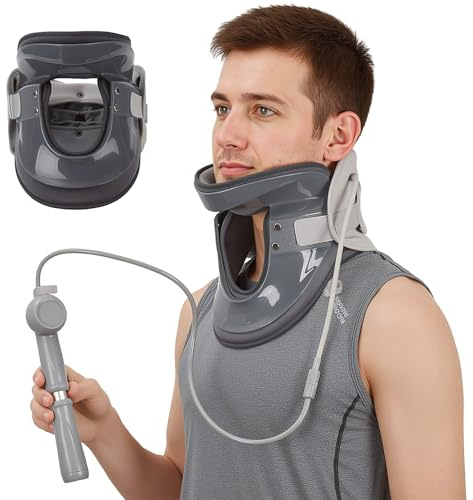 Cervical Neck Traction Device, Inflatable Neck Stretcher for Pain Relief, Adjustable Cervical Support for Neck Decompression and Tension Relief, Collar Neck Support Device with 8 Built-in Airbag