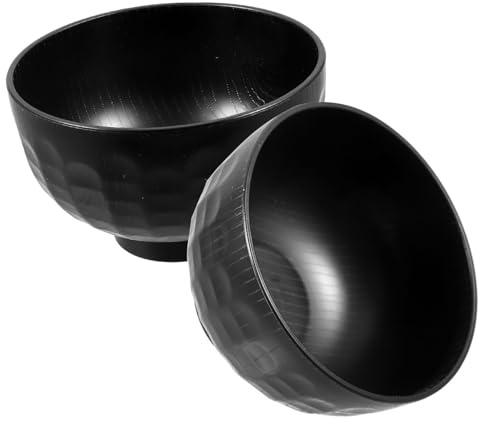 MUELODSIC Tazón de Sopa Japonés Estilo Japonés Negro de Plástico, 2 Piezas | Cuenco Tradicional Japonés, Borde Liso y Práctico, Apto para Comida Caliente o Fría