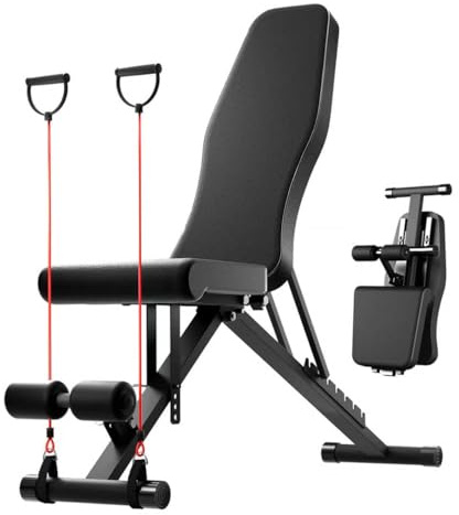 ALSO GO Adjustable Workout Bench for Home Gym, Strength Training Bench | 1000LBS Capacity, Multi-Functional Foldable Weight Bench with 7 Backrests, Incline Decline Flat with Resistance Bands