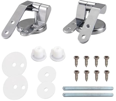 rongweiwang Pièces de rechange élégantes et pratiques pour abattant de WC en alliage zinc. Charnières rechange en alliage zinc. Charnières universelles avec vis fixation.