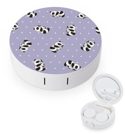 fkgvwo Contact Lens Case Panda White Dots Contact Lens Holder Box Container Soak Storage Kit