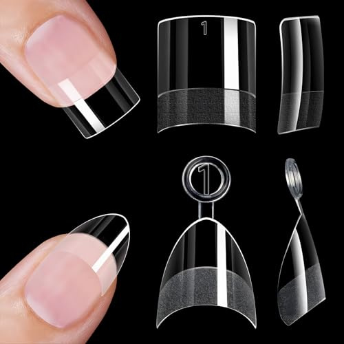 MOTIBACK 480 Stück Nagel Tips Set Halb Mattiert Mandel & Quadratisch