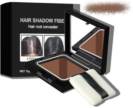 Coffee Brown Hairline Powder | Root Touch Up for Thinning Hair & Gray Coverage | Bald Spot Concealer with Mirror & Puff | 24 Hour Waterproof Natural Look,Quickly Colors, Long-lasting, Sweat-resistant