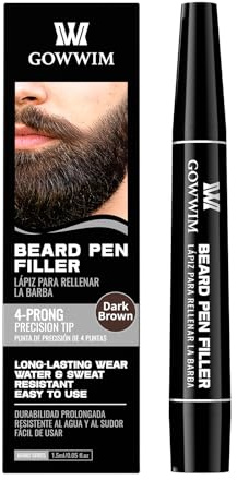 Gowwim Beard Pen,Waterproof and Sweatproof Filler for Men, Precisely Fills in Beard Gaps to Create a Thick and Lush Beard Effect Suitable for All Beards (Dark brown)