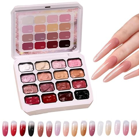 Paleta de gel de uñas Pat - Juego de esmalte de gel sólido de 16 colores de 32 ml | Colección de rubor degradado 4 en 1 sin fórmula que no se limpia | Kit de pintura de uñas de alta saturación para di