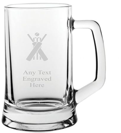 Glass Tankard [Custom] Engraved Cricket Pint GT19