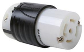 Legrand Pass & Seymour L2230C Turnlok Industrial Spec Grade Locking Connector, 30 Amp 3 Phase 277/480V, NEMA L22-30R, Black/White (1 Count)