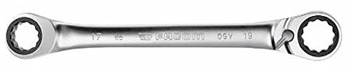FACOM Ratchet Ring Spanner with 15° Bevelled Ring Heads, 12-Point 6 x 7 mm, 1 Piece, 65.6 x 7 mm