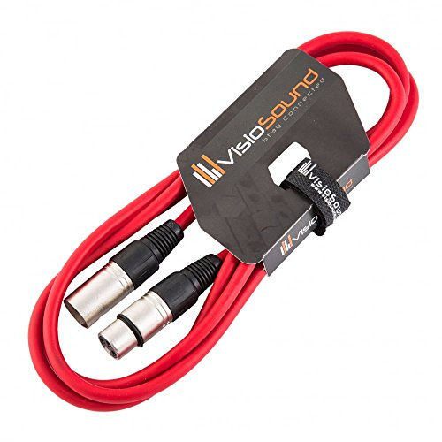 Male to Female XLR Mic Lead Balanced Microphone Patch Cable (Red, 2m) | Noiseless OFC Balanced Microphone, Signal, Audio, Patch Cable / 8 Colours